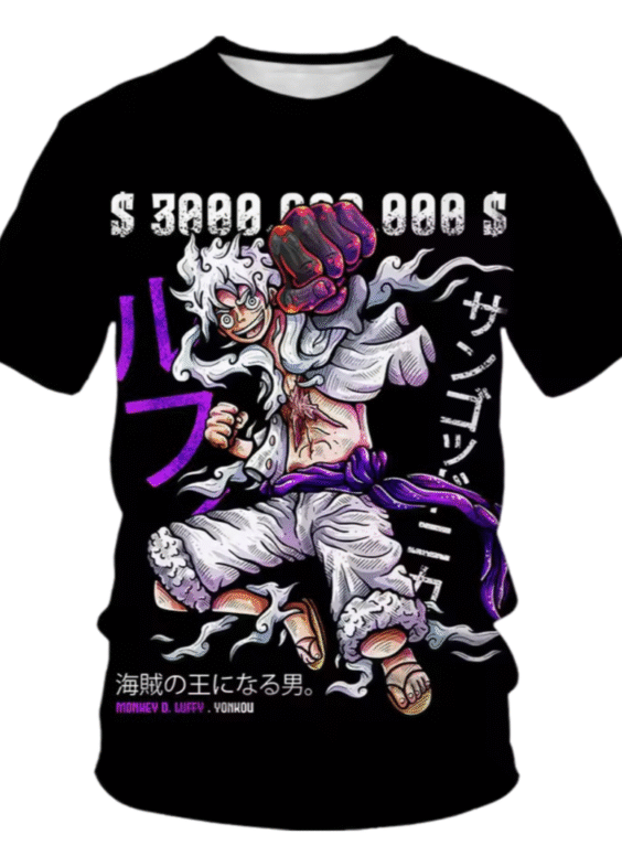 Anime One Piece Luffy Gear 5 3D Printed T-Shirt
