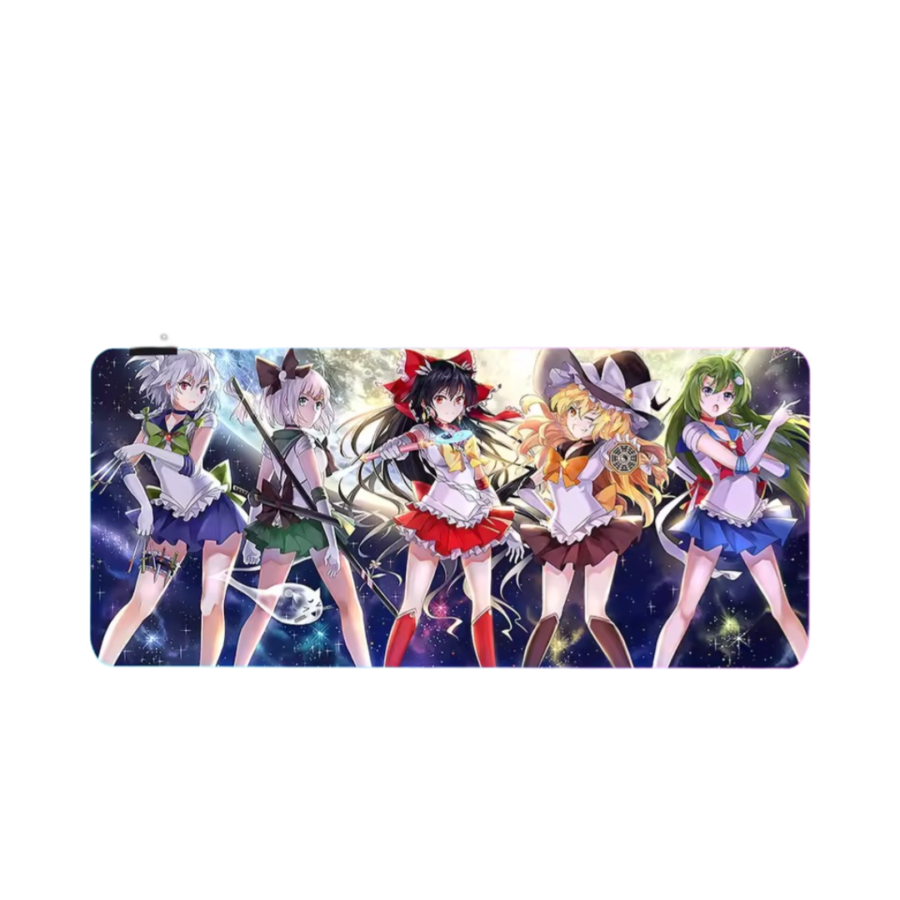 Anime Touhou Project Reimu Hakurei With Friends LED Glowing Mouse Pad