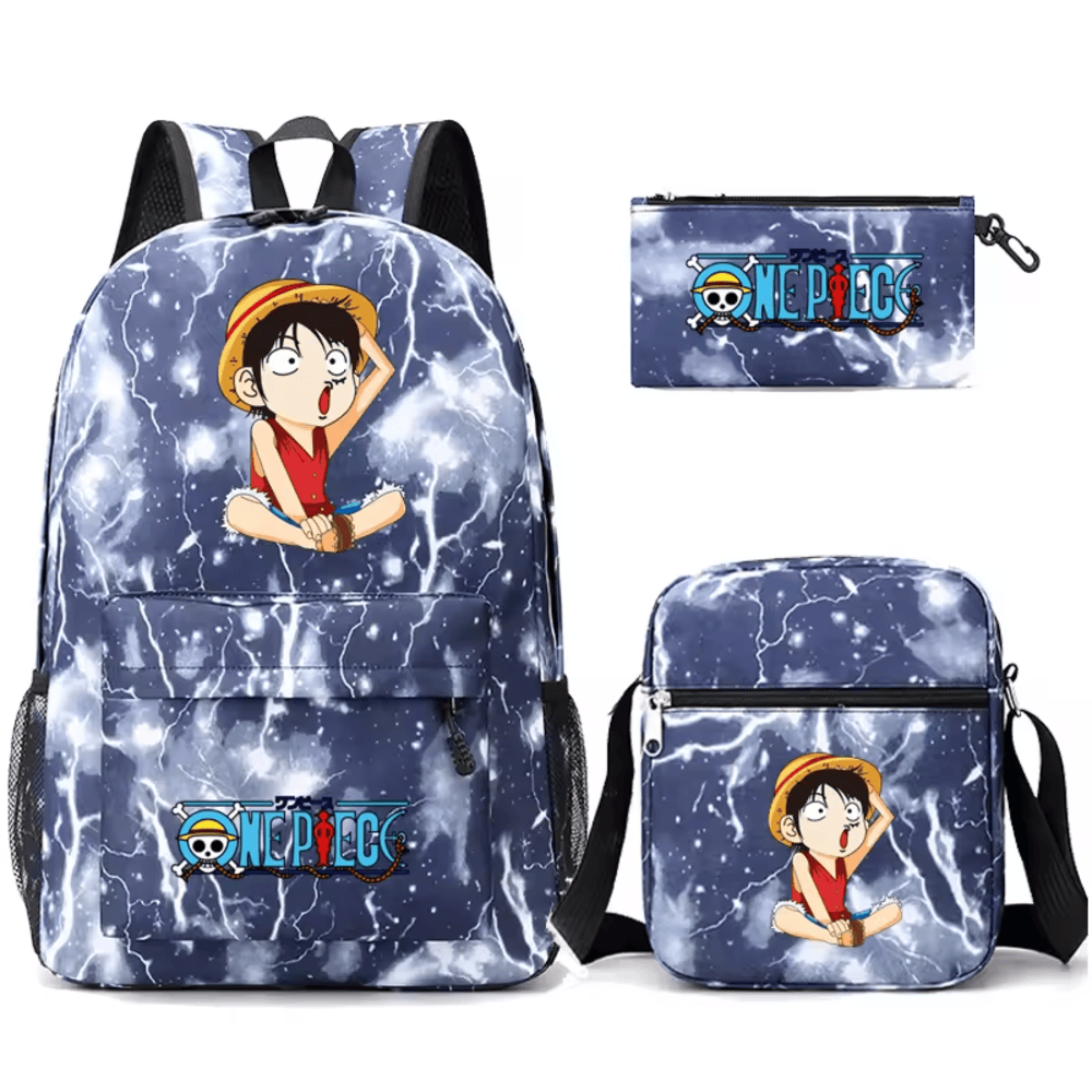 3 Pcs/Set One Piece Anime Luffy School Bag 3 Pcs/Set One Piece Anime Luffy School Bag