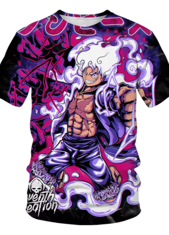 One Piece Anime Luffy Gear 5 3D Printed T-Shirt