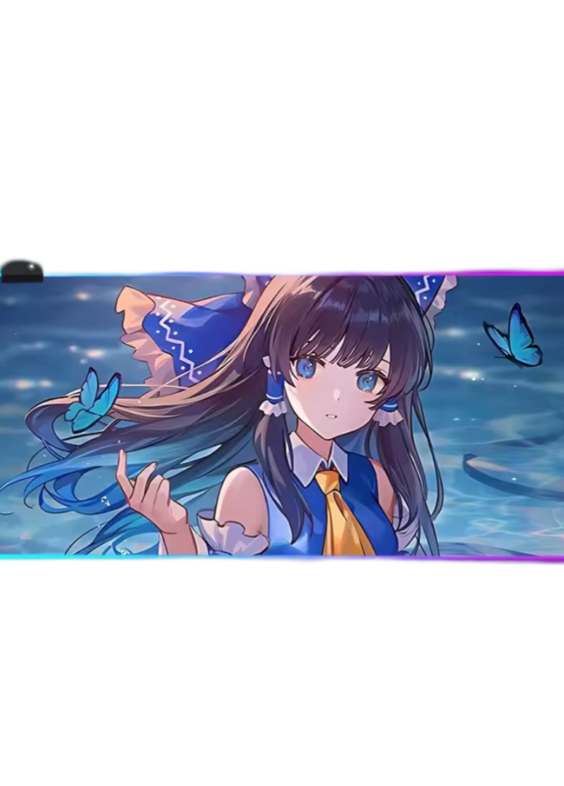 Anime Touhou Project Reimu Hakurei Blue LED Glowing Mouse Pad
