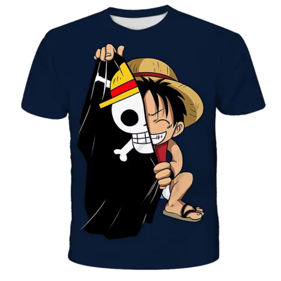 Anime One Piece Flag With Luffy 3D Printed T-Shirt Anime One Piece Flag With Luffy 3D Printed T-Shirt