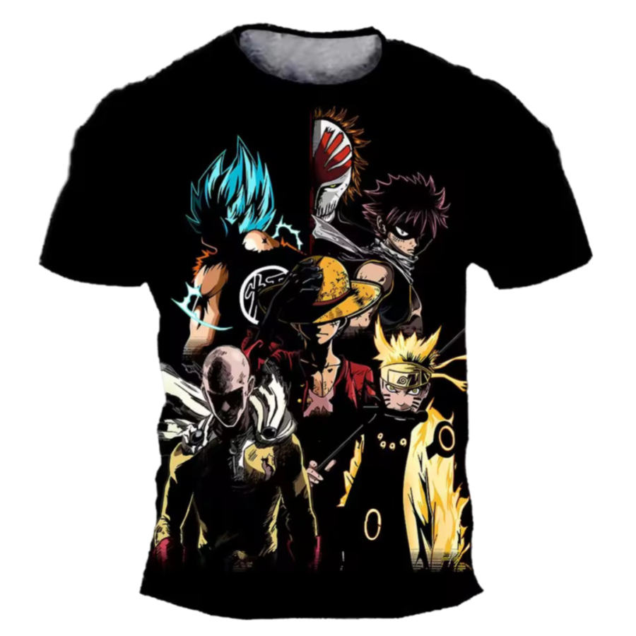 One Piece Luffy And Anime Character 3D Printed T-Shirt