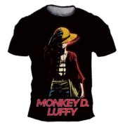 One Piece Monkey D. Luffy Anime 3D Printed Black T-Shirt