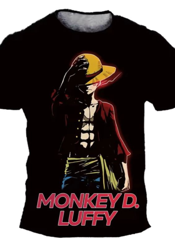 One Piece Monkey D. Luffy Anime 3D Printed Black T-Shirt