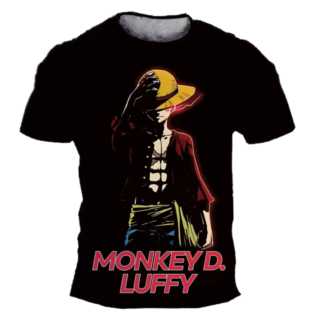 One Piece Monkey D. Luffy Anime 3D Printed Black T-Shirt One Piece Monkey D. Luffy Anime 3D Printed Black T-Shirt