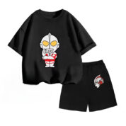 Ultraman Anime T-Shirt And Black Shorts Children Suit