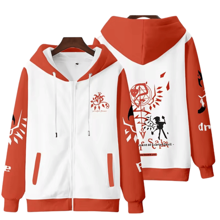 Anime Touhou Project Flandre Scarlet Casual Zipper Hoodie