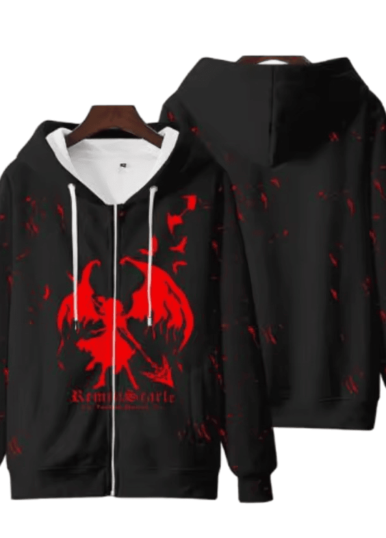 Anime Touhou Project Remilia Scarlet Zipper Black Hoodie