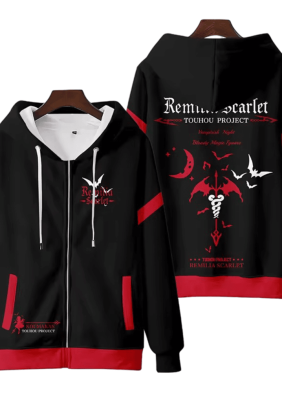 Anime Touhou Project Remilia Scarlet Casual Zipper Hoodie