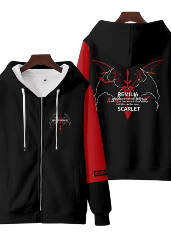 Anime Touhou Project Remilia Scarlet Printed Zipper Hoodie