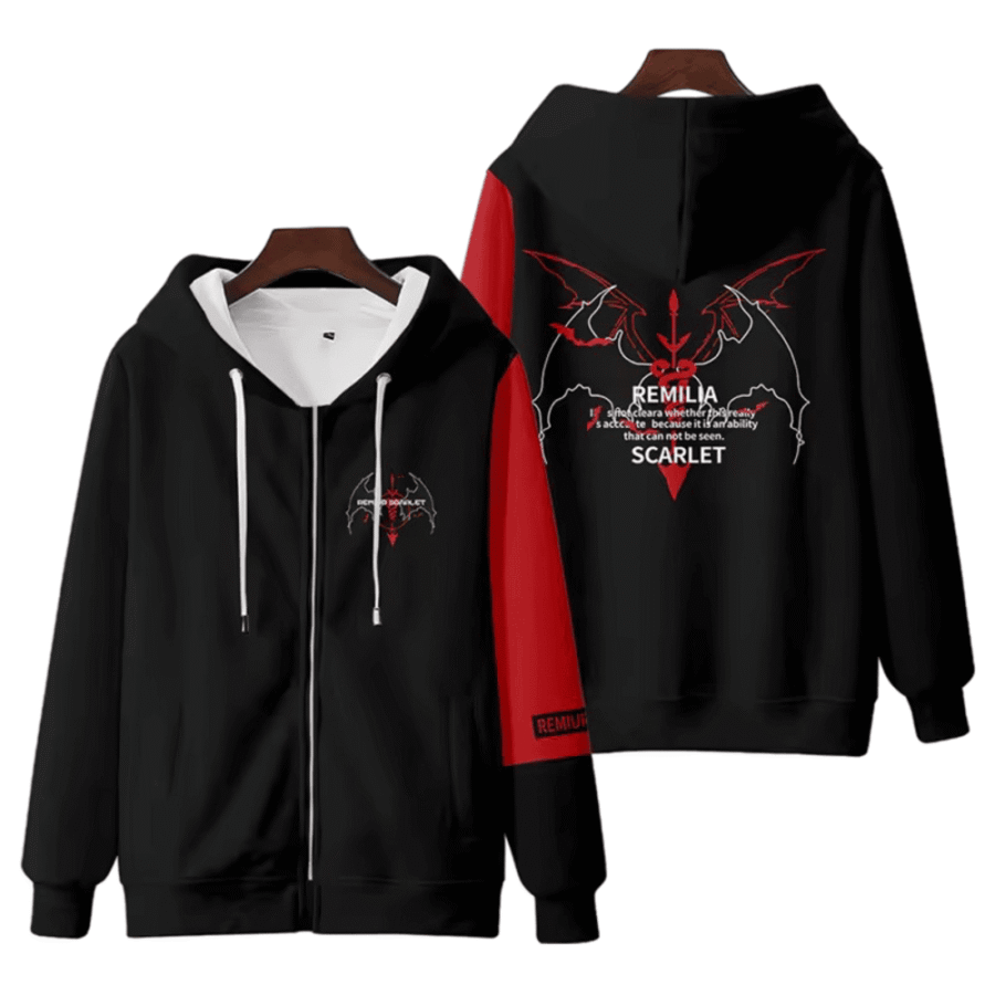 Anime Touhou Project Remilia Scarlet Printed Zipper Hoodie
