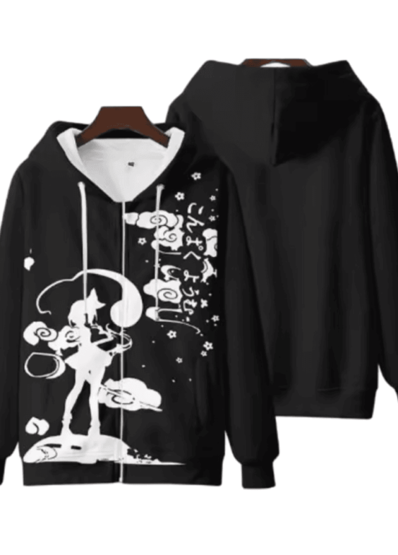 Anime Touhou Project Flandre Scarlet Zipper Black Hoodie