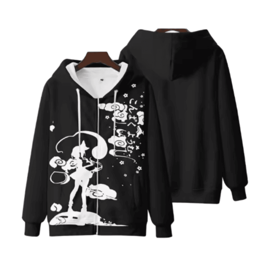 Anime Touhou Project Flandre Scarlet Zipper Black Hoodie Anime Touhou Project Flandre Scarlet Zipper Black Hoodie