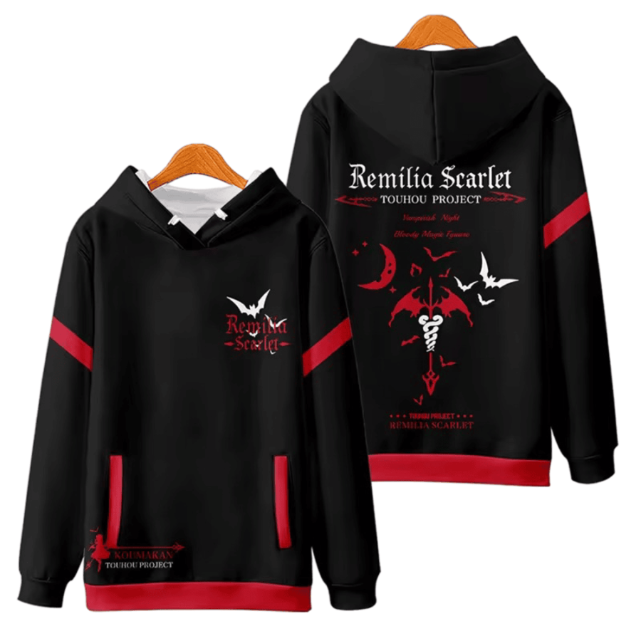 Anime Touhou Project Remilia Scarlet 3D Printed Black Hoodie Anime Touhou Project Remilia Scarlet 3D Printed Black Hoodie