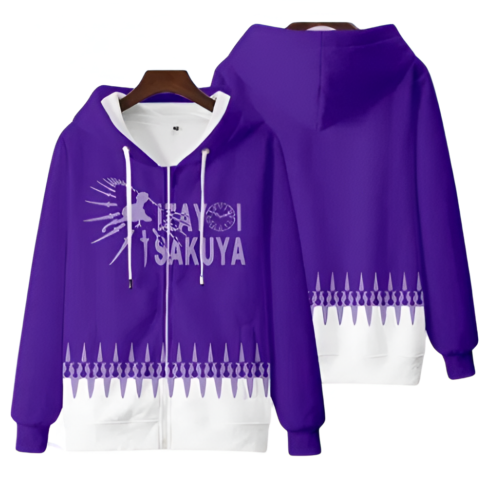 Anime Touhou Project Sakuya Izayoi Zipper Hoodie Anime Touhou Project Sakuya Izayoi Zipper Hoodie