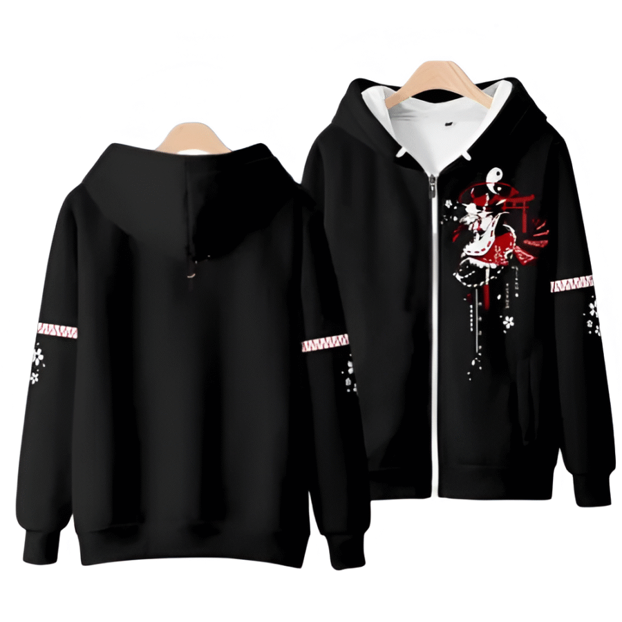 Touhou Project Anime Reimu Hakurei Zipper Hoodie