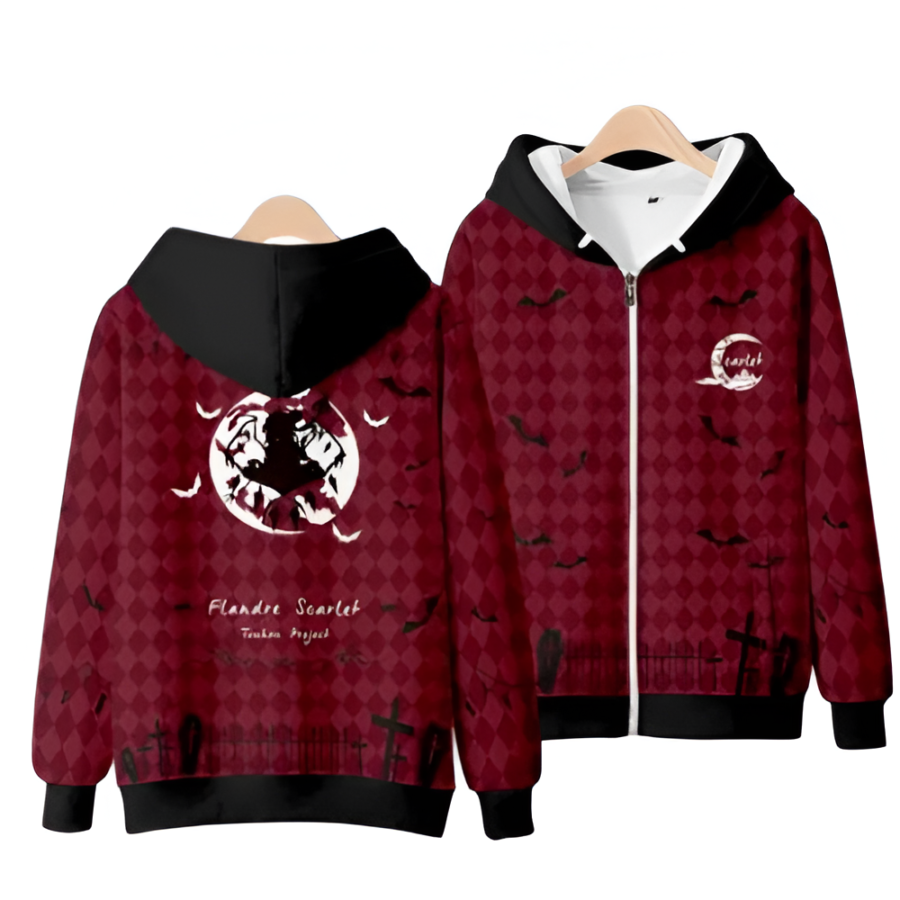 Anime Touhou Project Flandre Scarlet Zipper Hoodie Anime Touhou Project Flandre Scarlet Zipper Hoodie