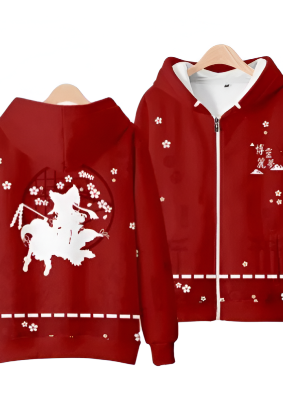 Anime Touhou Project Reimu Hakurei Zipper Hoodie