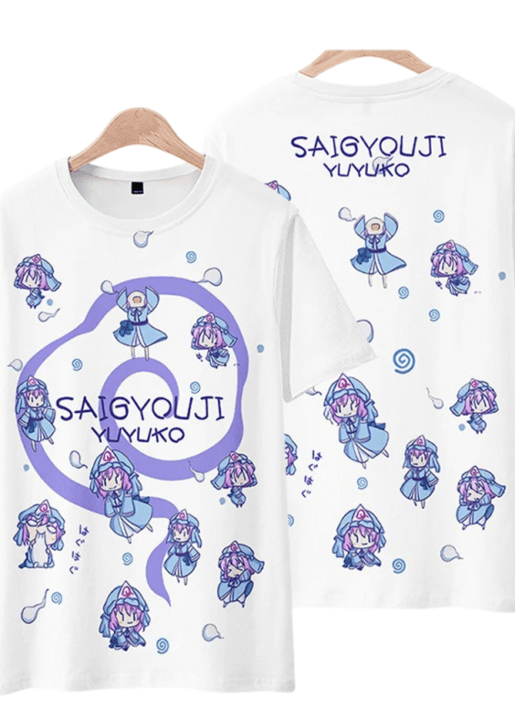 Anime Touhou Project Saigyouji Yuyuko Short Sleeve T-Shirt