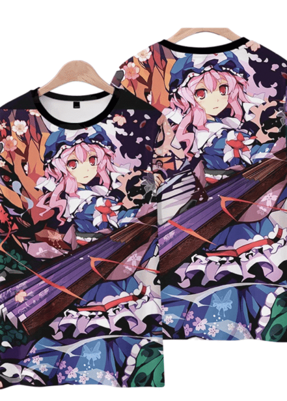 Touhou Project Anime Yuyuko Saigyouji Short Sleeve T-Shirt
