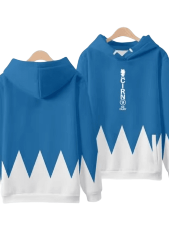 Anime Touhou Project Cirno Printed Blue And White Hoodie
