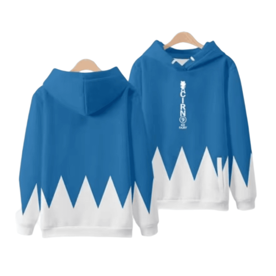 Anime Touhou Project Cirno Printed Blue And White Hoodie