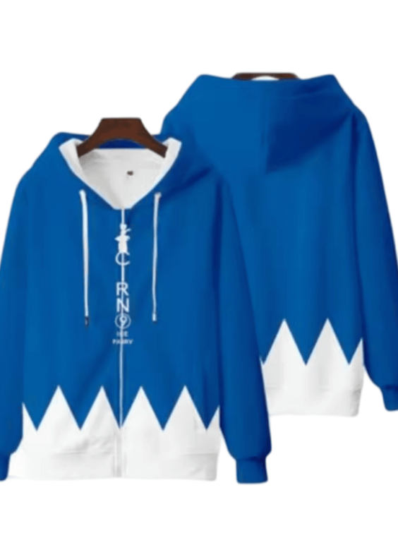 Anime Touhou Project Cirno Blue And White Zipper Hoodie