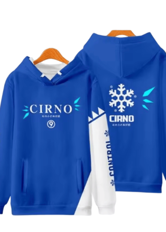Touhou Project Anime Cirno Blue And White Hoodie