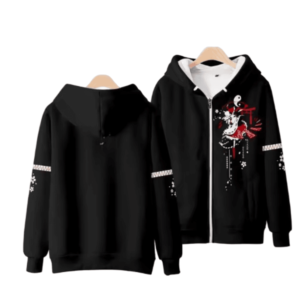 Anime Touhou Project Reimu Hakurei Zipper Black Hoodie Anime Touhou Project Reimu Hakurei Zipper Black Hoodie