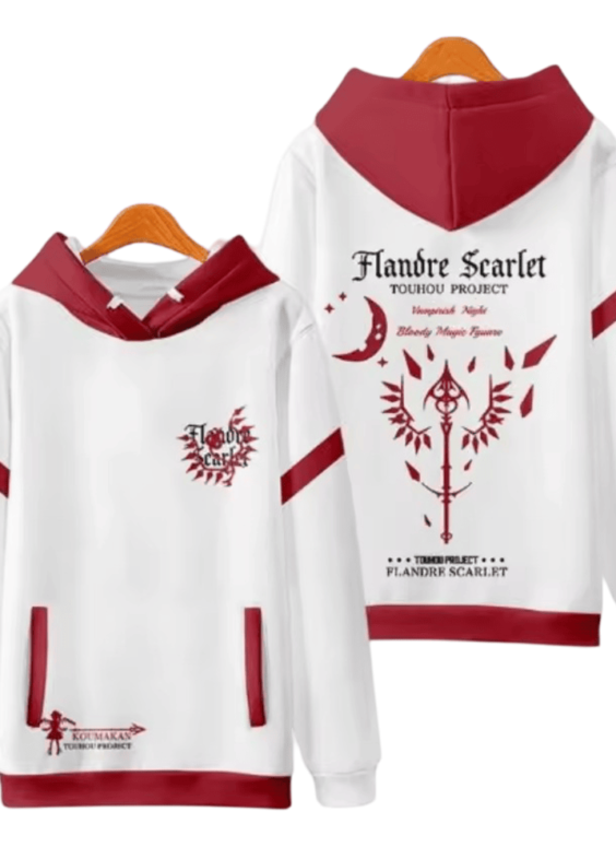 Anime Touhou Project Flandre Scarlet White And Red Hoodie