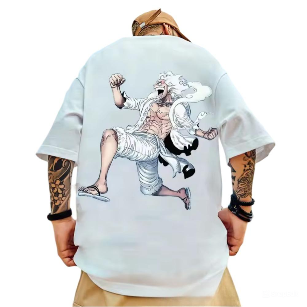 Anime One Piece Luffy Gear 5 Print Loose Fit T-Shirt Anime One Piece Luffy Gear 5 Print Loose Fit T-Shirt