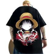 Anime One Piece Luffy Print Loose Fit T-Shirt