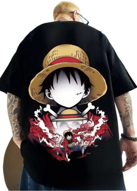 Anime One Piece Luffy Print Loose Fit T-Shirt