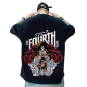 Anime One Piece The Fourth Gear Print Loose Fit T-Shirt