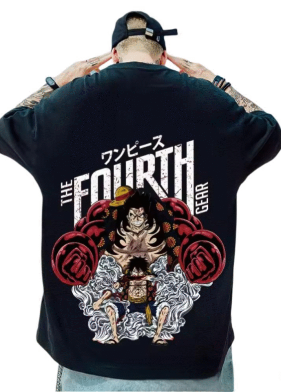 Anime One Piece The Fourth Gear Print Loose Fit T-Shirt