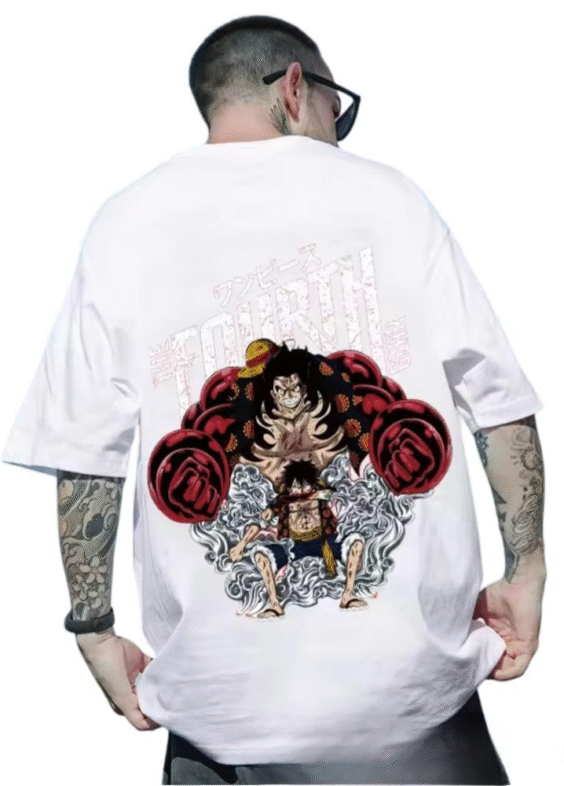 One Piece Anime The Fourth Gear Print Loose Fit T-Shirt
