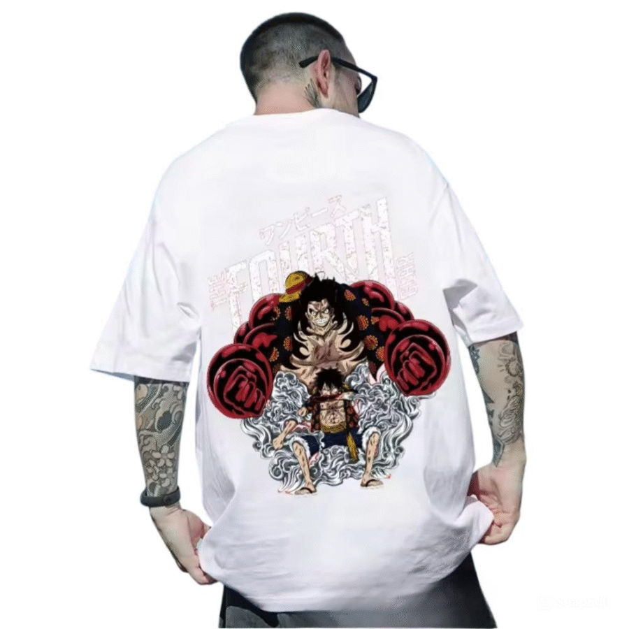 One Piece Anime The Fourth Gear Print Loose Fit T-Shirt