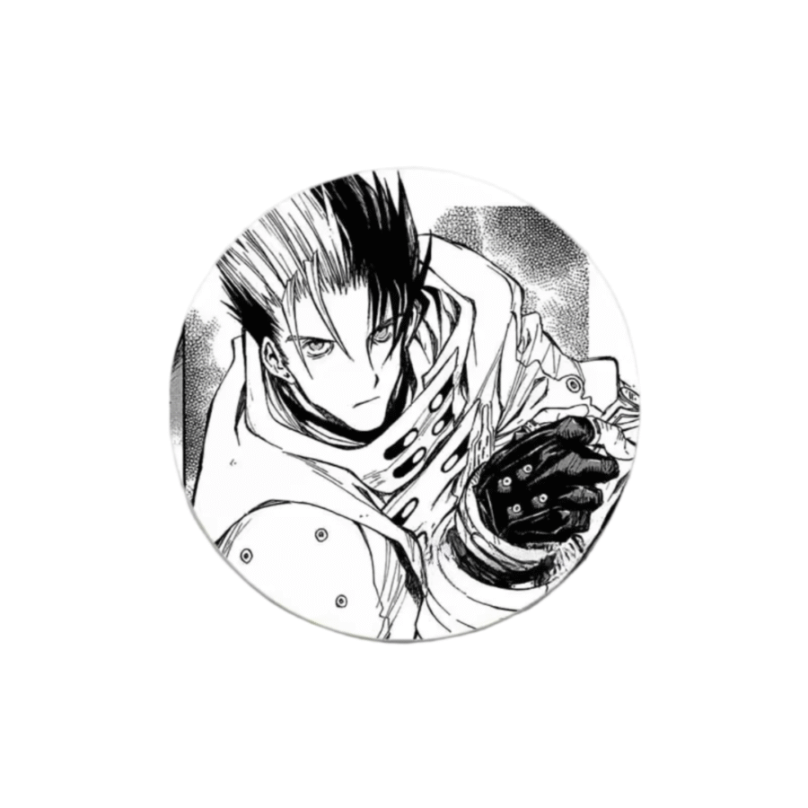 Trigun Anime Stampede Black And White Tinplate Badge Trigun Anime Stampede Black And White Tinplate Badge