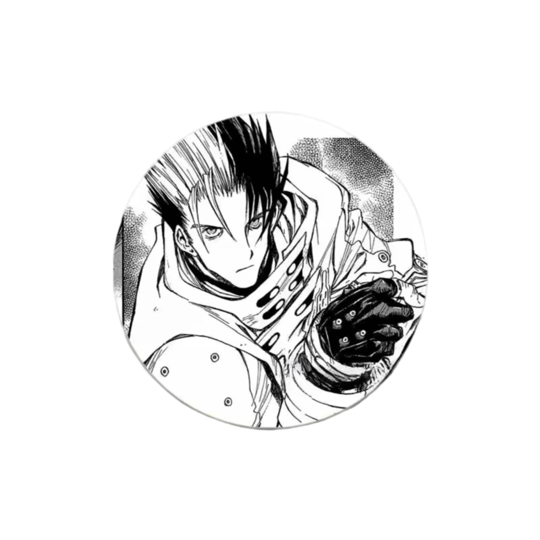 Trigun Anime Stampede Black And White Tinplate Badge Trigun Anime Stampede Black And White Tinplate Badge