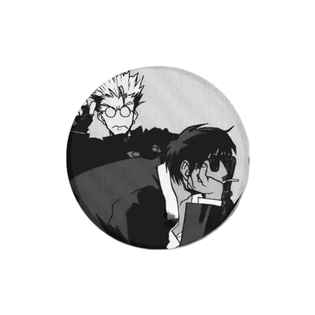Anime Trigun Stampede And Nicholas D. Wolfwood Tinplate Badge Anime Trigun Stampede And Nicholas D. Wolfwood Tinplate Badge
