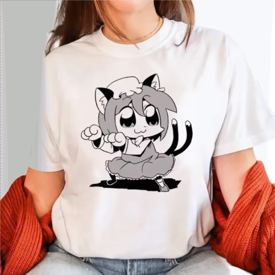 Anime Touhou Project Chen Printed White T-Shirt Anime Touhou Project Chen Printed White T-Shirt
