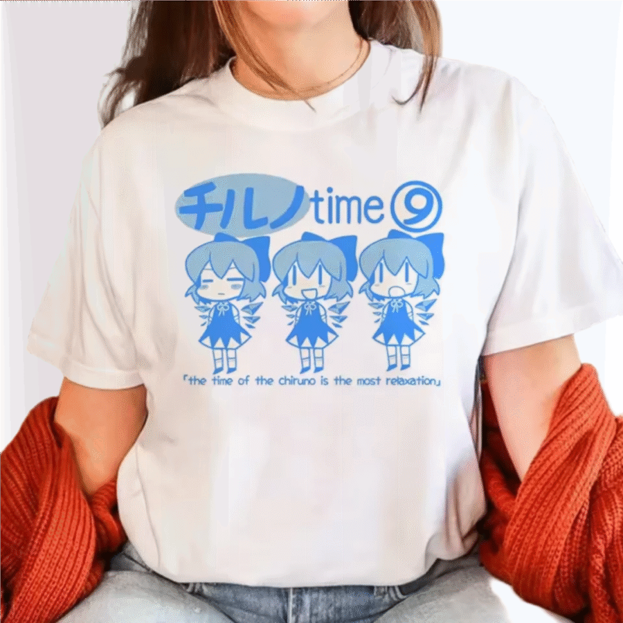 Anime Touhou Project Cirno Printed White T-Shirt Anime Touhou Project Cirno Printed White T-Shirt