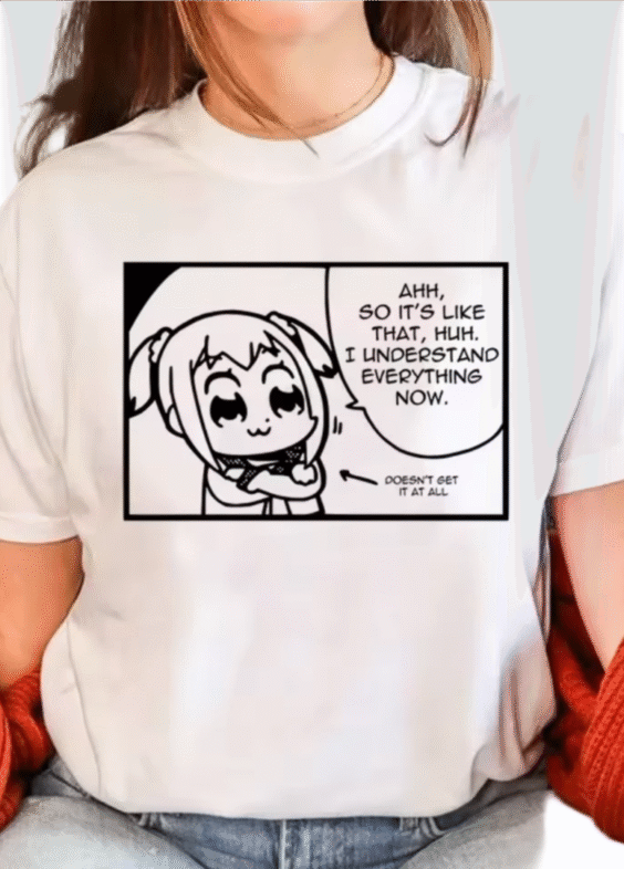 Anime Popuko Printed White T-Shirt
