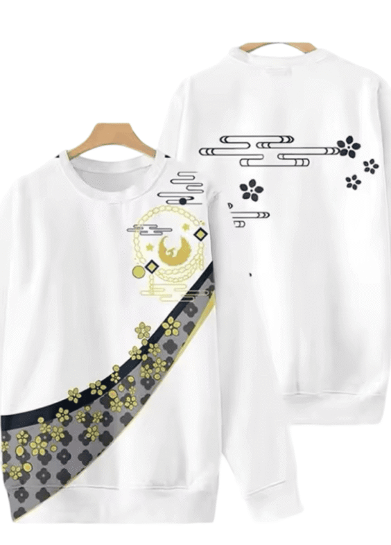 Anime Touken Ranbu Tsurumaru Kuninaga 3D Printed White T-Shirt