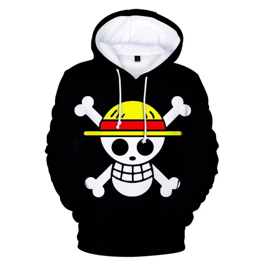 One Piece Anime Skull Printed Casual Hoodie One Piece Anime Skull Printed Casual Hoodie