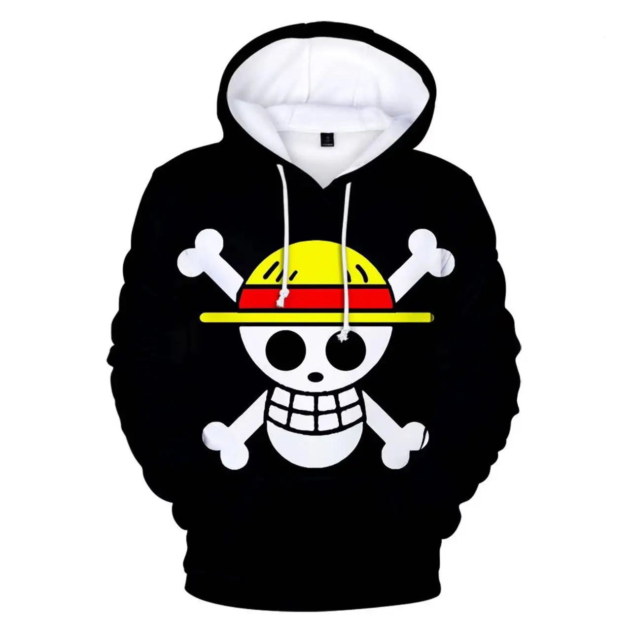 One Piece Anime Skull Printed Casual Hoodie One Piece Anime Skull Printed Casual Hoodie