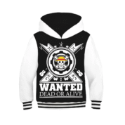 Anime One Piece Skull Wanted Dead Or Alive Printed Casual Hoodie
