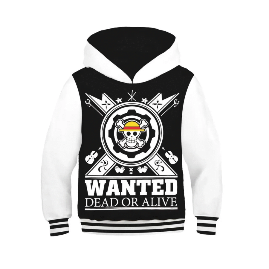 Anime One Piece Skull Wanted Dead Or Alive Printed Casual Hoodie Anime One Piece Skull Wanted Dead Or Alive Printed Casual Hoodie