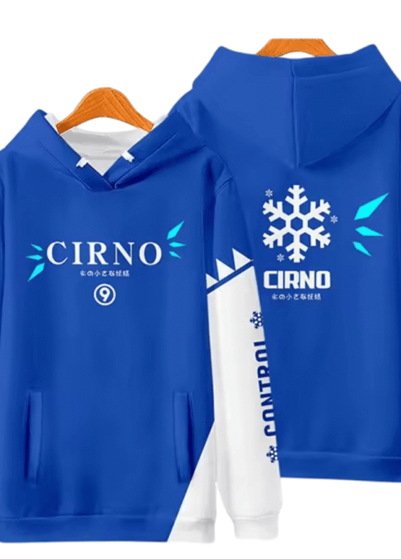 Anime Touhou Project Cirno 3D Printed Blue And White Sweatshirt